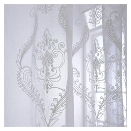 Cortinas cortinas europeas modernas bordadas, cortinas transparentes blancas para sala de estar, telas de tul de gasa, tratamiento de ventanas para dormitorio, cocina