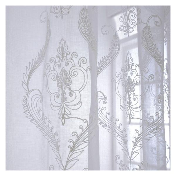 Rideaux Européen Moderne Brodé Blanc Voilage Rideaux Pour Salon Voile Tulle Tissus Chambre Fenêtre Traitement KitchenCurtai