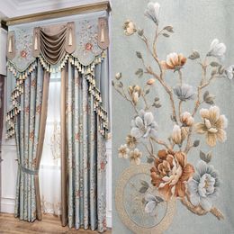 Cortinas de algodón y cortinas personalizadas de estilo europeo para sala de estar, dormitorio, tela estampada, flor, producto terminado moderno Retro