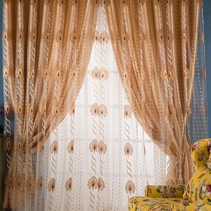 Gordijngordijn Europese stijl moderne minimalistisch licht luxe snijbloemen en pure kleur dubbele gordijnen voor levende eetkamer slaapkamercurt