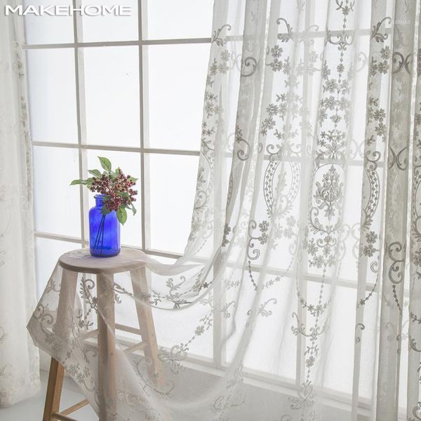 Cortinas de tul de estilo europeo para sala de estar, ventana transparente blanca, decoración elegante para dormitorio, tul de gasa1