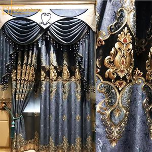 Curtain & Drapes European Style Velvet Embroidered Finished Custom Glass Window Blinds Blackout Curtains For Living Dining Room BedroomCurta