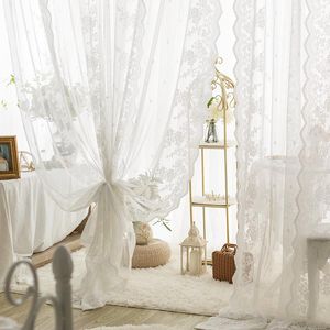 Rideaux européens en dentelle blanche, transparents, pour salon, en Tulle Floral, décorations pour la maison