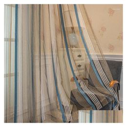 Gordijngordijn mode verticale gestreepte tle gordijnen voor woonkamer heren gekleurde lijnen pure raambehandeling verwijderd 885 drop delive otjed