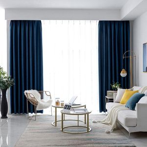 Cortinas para sala de estar, comedor, dormitorio, terciopelo de seda de colores puros, talla eléctrica, cortinas opacas de color azul marino, lujo Simple y real