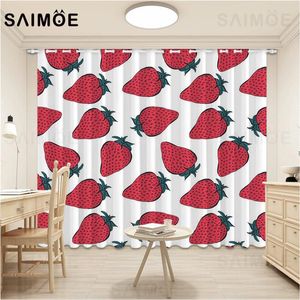 Gordijn Gordijnen Fruit Aardbei Gordijnen Moderne Kunst voor Woonkamer Slaapkamer Red Blackout Window Home Decor Ultra Micro Shirting