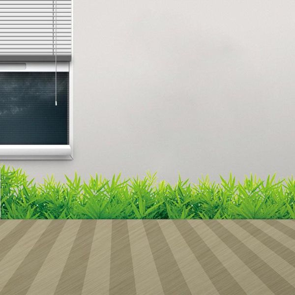 Rideau Tentures Vert Herbe Sticker Mural Amovible Décoration Stickers Muraux Pour Enfants Chambre Salon Chambre Bureau