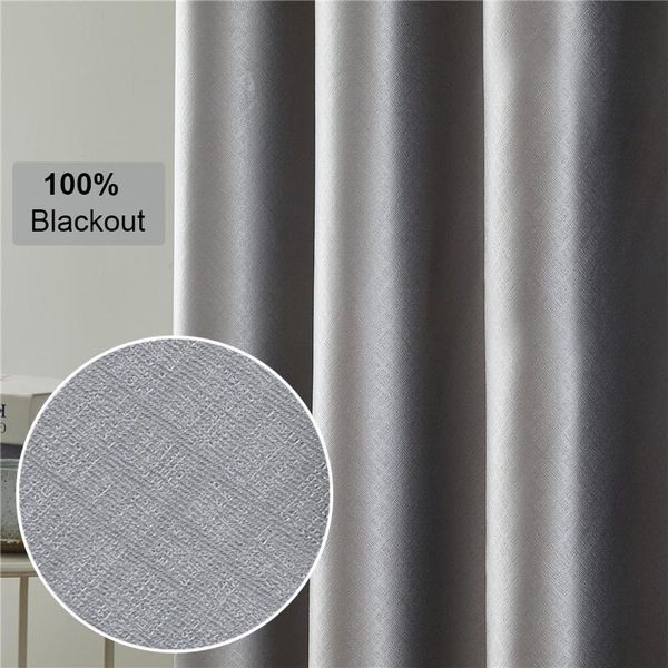 Cortinas grises 100% cortinas opacas para sala de estar sombreado de ventana dormitorio moderno cocina anillos hechos a medida Top