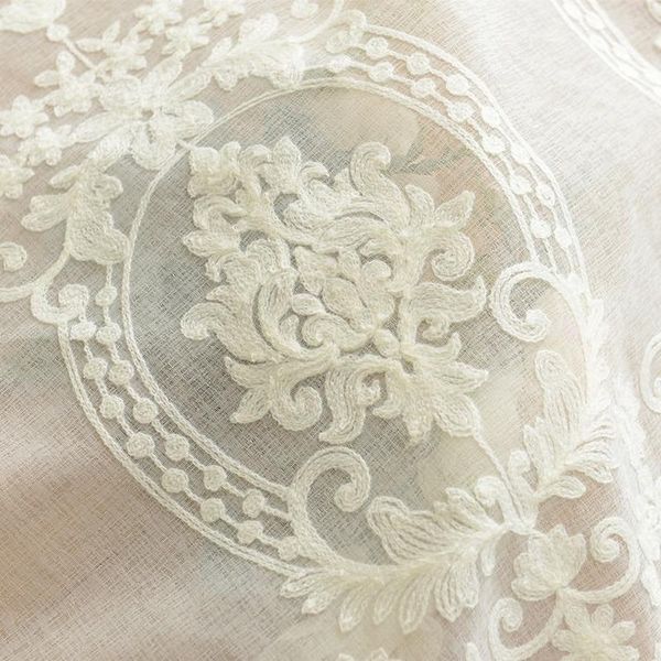 Rideaux rideaux de haute qualité en lin brodé de style européen rideaux en tulle blanc pour salon chambre baie vitrée décor à la maison rideau