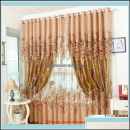 Rideaux Rideaux Maison Déco El Fournitures Jardin El Garden1 Pcs Luxueux Haut De Gamme Jacquard Fil Pivoine Motif Voile Porte Fenêtre Rideaux Vivre