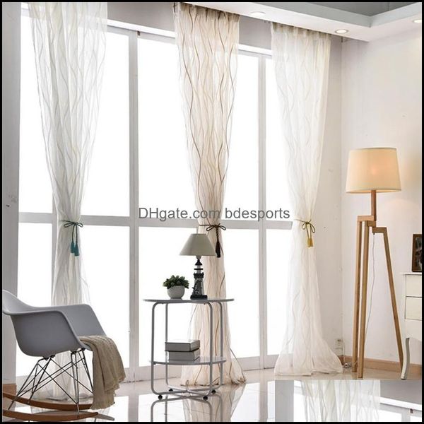 Rideaux Rideaux Maison Déco El Fournitures Jardin Nouvelle Europe Style Design De Mode Imprimé Rayé Tille Tissus Pour Chambre Fenêtre Sheer Rideaux