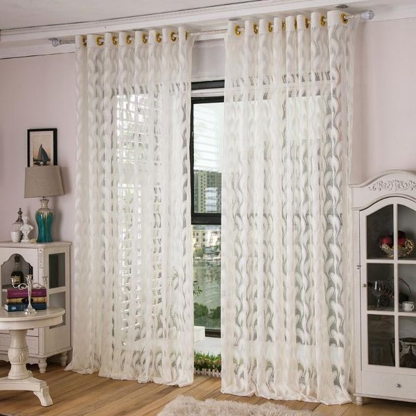 Rideaux Rideaux Jacquard Plumes Voilages Blanc 1 Panneau Jinya Décor À La Maison Élégant Écrans De Fenêtre Pour Enfants Chambre Porte Salon