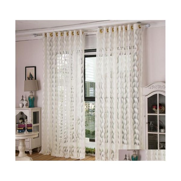 Rideaux Rideaux Jacquard Plume Sheer Rideaux Blanc 1 Panneau Jinya Home Decor Élégant Fenêtre Sns Pour Enfants Chambre Porte Living Drop Dhzkd