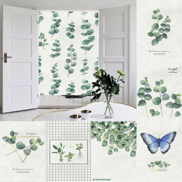 Cortinas japonesas Noren, puerta nórdica, planta verde, partición Fengshui, ventanas colgantes para cocina, dormitorio, decoración de restaurante