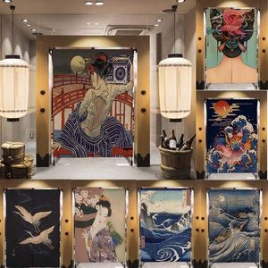 Rideaux de porte en tissu de Style rétro japonais, avec tige, cloison de maison, salle de bains, Sushi El cuisine, décor d'écran de Restaurant