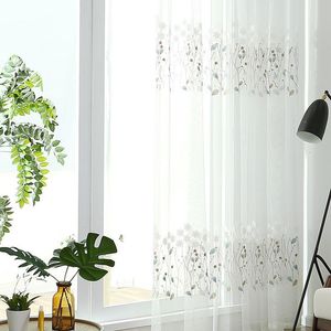 Gordijn gordijnen Koreaanse gordijnen geborduurde bloem tule voor slaapkamer raam Sheer woonkamer de voile stof