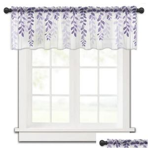 Rideaux Rideaux Feuille Plantes Country Style Violet Dégradé Cuisine Rideaux Tle Sheer Court Salon Décor À La Maison Voile Drop Livraison G Ot3IP