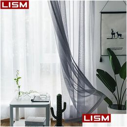 Gordijnen Lism Modern Nordic Sheer Tle Gordijnen Effen Wit Grijs Zwart Sning Voile Woonkamer Home Decor Paneel Drop D Dhbzg