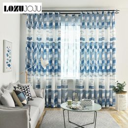 Gordijn drapes lozujoju 1 stuk geometrisch ontwerp semi -schaduw simpel moderne stijl draperies decor voor slaapkamer raamdraad tule1