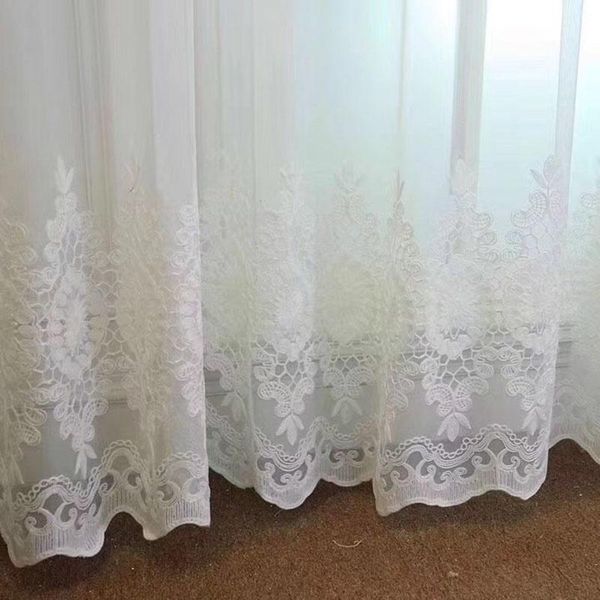 Rideau Tentures MELUNMHOM Style Européen Blanc Broderie Tulle Rideaux Pour Salon Cuisine Fil Fenêtre Traitements Voile Bedroo