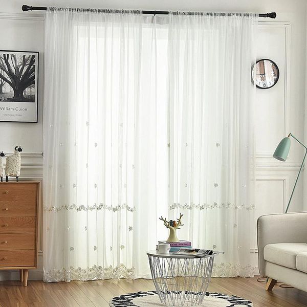 Cortinas cortinas MELUNMHOM bordado blanco europeo perla encaje tul lujo cortinas para dormitorio flor pura sala de estar ventana