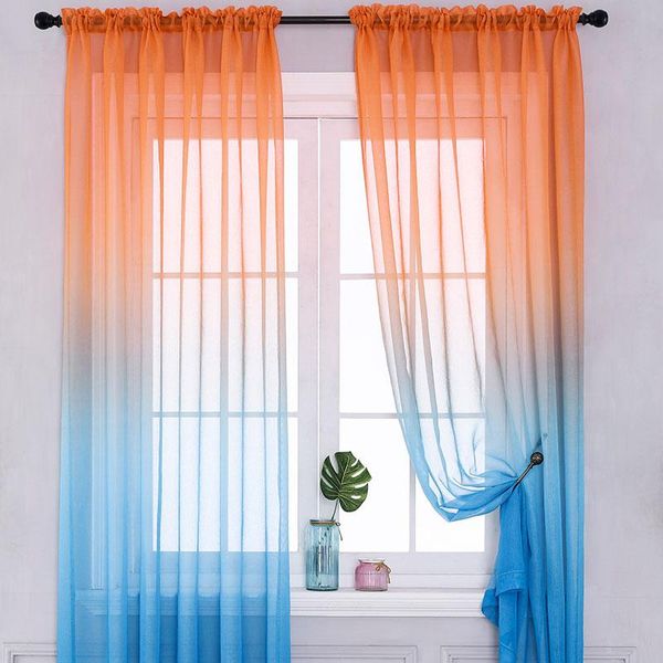 Rideaux Rideaux Rideaux De Fenêtre En Tulle Dégradé Moderne Pour Salon 3D Couleur Organza Fil Sheer Voile Chambre Cuisine Drapé DécorCurtain