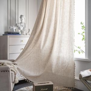 Rideau rideaux draps modernes pour salon chambre pure couleur coton rideaux tulle tissus de gaze personnalisé semi-ombragés ramie fil