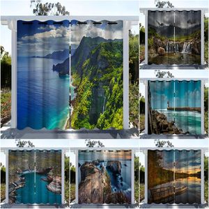 Rideau Drape Nature's Lakes And Mountains 3D Digital Print Outdoor Waterproof 2 PanelsCurtain