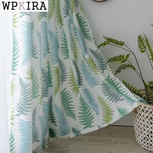 Gordijn gordijnen Nordic Fern Groene Bladeren Gordijnen voor Afdrukken Semi-Blackout Drape Living Room Linnen Stof Sheer Venster Keuken Blinds S22