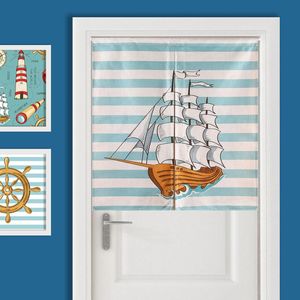 Gordijn gordijnen nordic nautische home decor oceaan kaart schip wiel kompas mediterrane stijl korte keuken cafe gordijnen voor kinderen