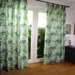 Rideaux rideaux Style nordique coton lin feuilles vertes rideaux de fenêtre pour salon feuille imprimé chambre traitement rideaux occultantsCurtai