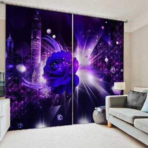 Rideaux rideaux violet 3D fantaisie Rose rideaux pour salon chambre Cool beauté ville impression KTV El Cortinas