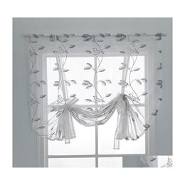 Cortinas cortinas sombra romana bordado de bordado europeo ventana de cocina dormitorios pubs pubs voile sail tabulaci￳n