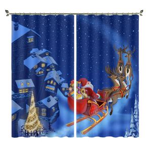 Gordijn Gordijnen Santa Claus met Bright Christmas Tree Factory Aangepaste Export Living Room Slaapkamer Thermische Isolatie Zonnescherm Theme