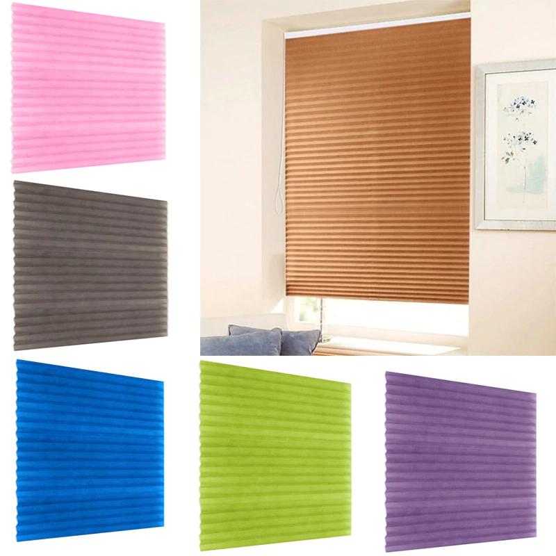 Curtain & Drapes Self-Adhesive Pleated Blinds Half Blackout Curtains Shades Bathroom Balcony For Living Room Window Door