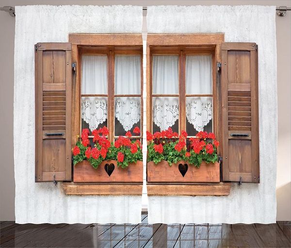 Rideaux rideaux volets décor fenêtre rideaux de vieilles fenêtres européennes avec et Pots de fleurs chambre