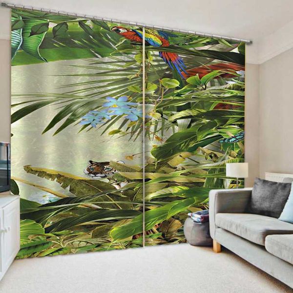 Rideaux rideaux rideaux d'animaux de forêt tropicale pour chambre 3D peinture de luxe salon tigre papillon.