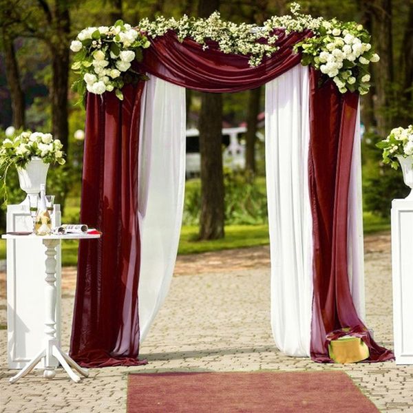 Cortinas cortinas arco de boda cortinas drapeadas de gasa tela cortinas recepción telón de fondo tul transparente sólido fiesta ceremonia decoración cortina