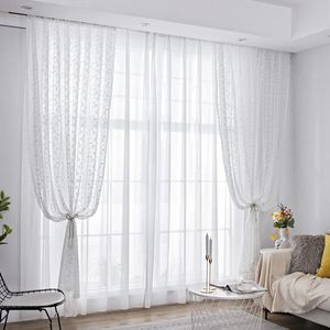 Rideaux en dentelle blanche, pour salon, fenêtre transparente, chambre à coucher, décor Transparent en Tulle Floral