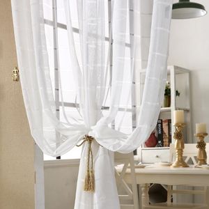 Cortinas cortinas de celosía blanca Jacquard cortinas transparentes para dormitorio translúcido moderno Simple cortina textura rombo ventana Wp444C