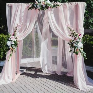 Gordijn Graps Witte bruiloft achtergrond Chiffon stof draperen voor feestgordijnen panelen met staafzakken thuis raam decoraties.