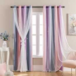 Rideau Dream Star Rideaux occultants pour chambre d'enfant Fille Princesse Fille Chambre Fenêtre (Rose Violet W52 X L84)