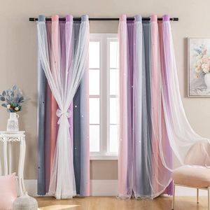 Gordijn Dream Star Blackout Curtains For Kids Rooms Girl Princess Dochter Slaapkamer Raam (Pink Purple W52 X L84)