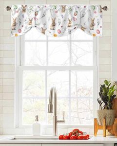 Cortina huevos de Pascua flores de primavera ventana corta cenefa ajustable para sala de estar cortinas de cocina