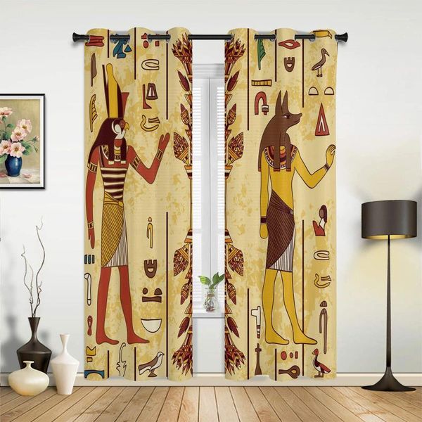 Cortina Egipto Faraón Mural Amarillo Cortinas de ventana antigua decoración del hogar Cortinas para niños para dormitorio de cocina