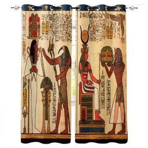 Gordijn Egyptisch etiquette -patroon Picturale kunstraam gordijnen voor woonkamer slaapkamer keukenbehandelingen Home Decor Cortinas