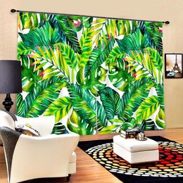 Cortina elegante hoja de plátano planta tropical eucalipto dos cortinas finas cortinas de ventana para sala de estar dormitorio decoración envío gratis 2 piezas