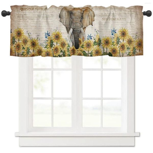 Cortina Elefante Sirflower Cortinas cortas Vintage Cafita Café Manguinero Ventana de la puerta de la puerta del hogar Decoración del hogar