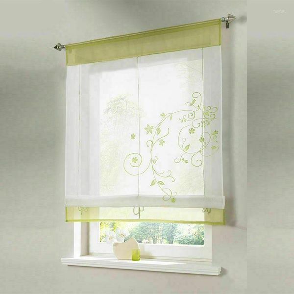 Rideau brodé rustique aveugle pour salon chambre décoration cuisine hauteur relevable gaze petit café