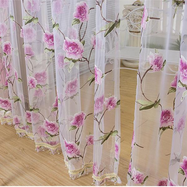 Rideau Eseld 2022 Moderne Floral Tulle Fenêtre Traitements Voilages Pour Salon La Chambre Cuisine Panneau Rideaux Et Stores